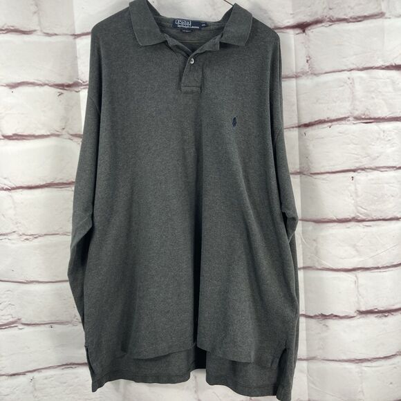 Polo Ralph Lauren Pullover Sweater Polo ShirtMen's Sz XXL  Buttons Collar Gray - Picture 2 of 10